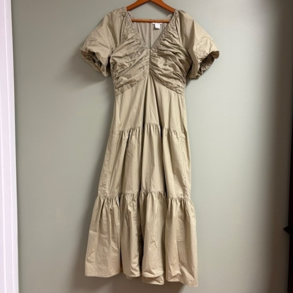 Club Monaco Cottage Midi Dress Size 6 Milkmaid Babydoll Neutral Prairie Peasant‎